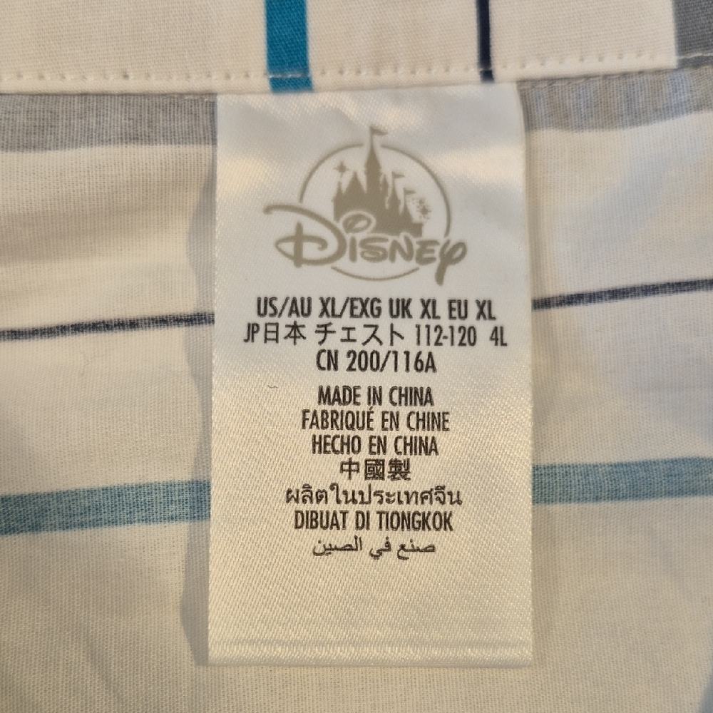 Disney Haunted Mansion Mens Short Sleeve Blue and Gray Casual Button Down Shirt - Picture 2 of 11